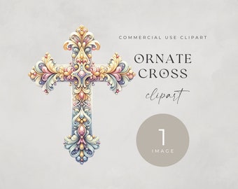 Holy Cross Clipart, SINGLE IMAGE, Orthodox Crosses, Catholic Christian, Junk Journal, Instant Download, Commercial Use, Ornate Faith Symbol