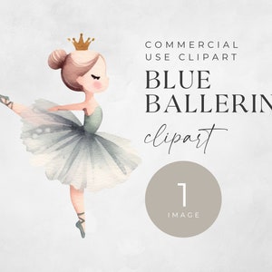 Pastel Ballerina Clipart, IMAGEN ÚNICA, Ballet PNG, Tutu Girls Clip Art, Bailarinas Bailando, Descarga Instantánea de Imágenes Prediseñadas Transparentes, Tutú Azul