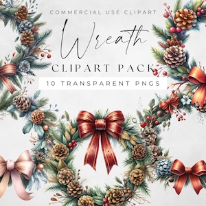 Semplice ghirlanda di Natale Clipart, cornice classica verde Png Download istantaneo, ghirlanda minimalista, biglietti d'auguri fai da te, botanico di Natale