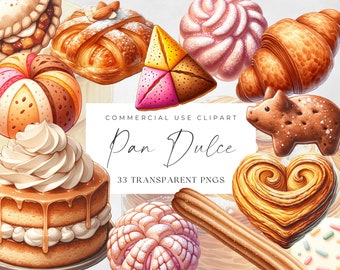 Pan Dulce Clipart: Mexikanisches süßes Brot PNG Bundle (Instant Download)