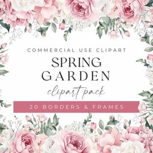 Spring Floral Wedding Crest Clipart, Watercolor Wreaths & Elegant Designs, Instant Download for Invitations