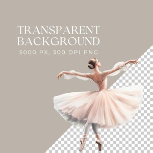 Pink Ballerina Clipart, SINGLE IMAGE, Ballet PNG, Tutu Girls Clip Art, Dancing Ballerinas, Transparent Clipart Instant Download, Pink Tutu image 2