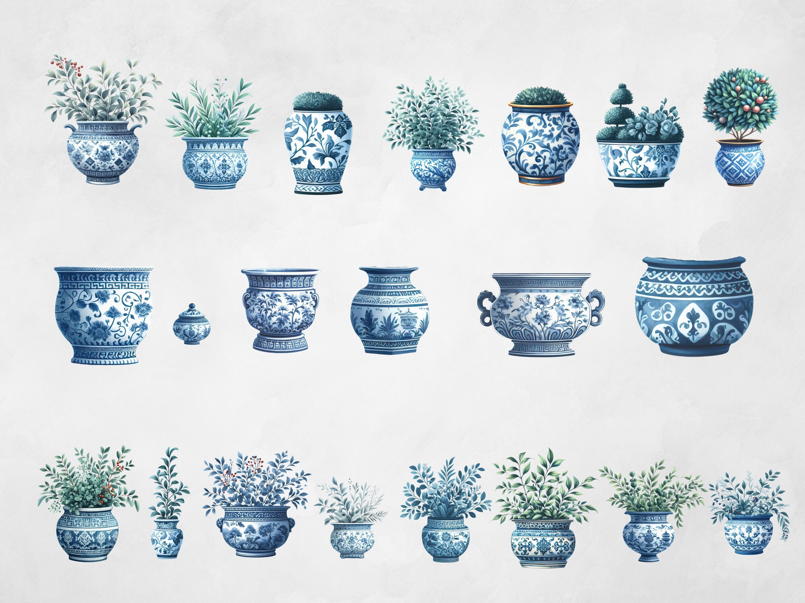 Chinoiserie Vase Clipart, China Patterns, Chinoiserie Vases, Blue and ...