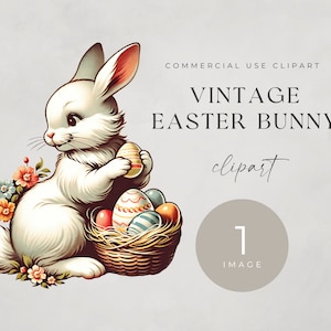 Clipart de conejito de Pascua vintage: PNG de primavera bohemia (descarga digital)