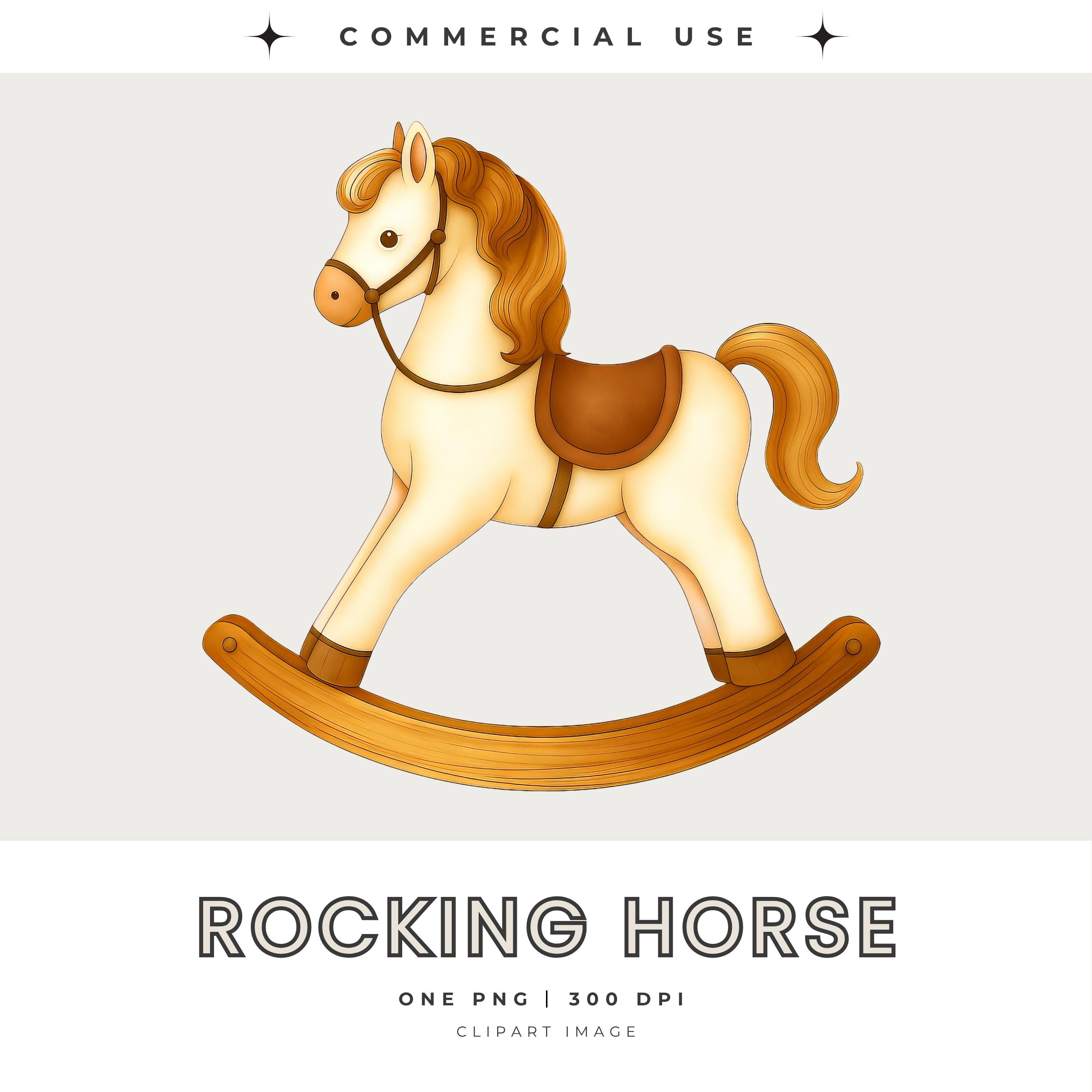 Rocking R Graphic Rocking Horse PNG | Baby Shower Clipart, Vintage Toy Graphic, Instant ...