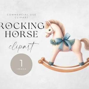 Rocking Horse Clipart, SINGLE IMAGE, Baby Shower Clip Art, Vintage Toy Horse Graphic, Instant Download voor commercieel gebruik, Nieuwe Baby Png-bestand