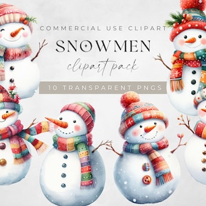 Snowmen Clipart, Snow Clip Art, Digital Paper Craft, Commercial License, Christmas Snowman Digital Download, Winter Vintage Snowman PNG