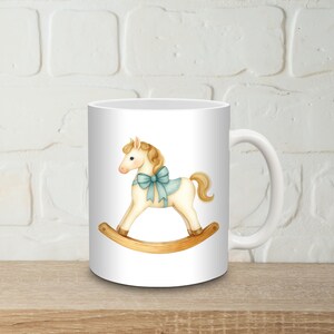 Clipart de caballo mecedor, imagen única, clip art para baby shower, gráfico de caballo de juguete vintage, descarga instantánea para uso comercial, archivo PNG de bebé recién nacido imagen 5
