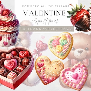 Valentine Dessert Clipart, Baking Clip Art, Cupcakes PNG, Love Clipart, Instant Download, Bakery Sweet Graphics, Commercial Use Desserts
