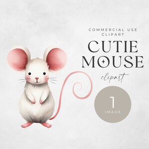 Lindo ratón clipart uso comercial, IMAGEN ÚNICA, Corjl & Canva Friendly, fabricación de tarjetas, invitación Clip Art acuarela animal, artesanías de papel