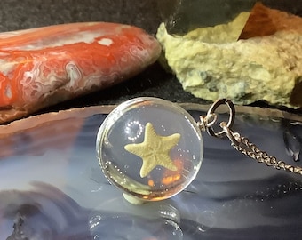 Tiny Star Crinoid Sterling Silver Orb Necklace