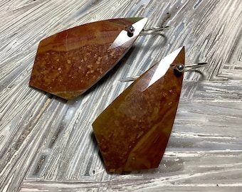 Faceted Jasper Dangle Sterling Silver Earrings