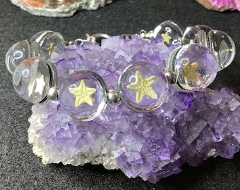 Tiny Star Crinoid Sterling Silver Orb Bracelet