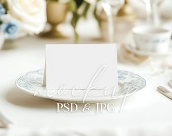 Tent Fold Place Card Mockup: Wedding, Shower Stationery (PSD & JPG)