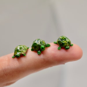 Tiny Handmade Turtle Miniature Polymer Clay Turtle Figurine Micro Fairy Garden Accessories