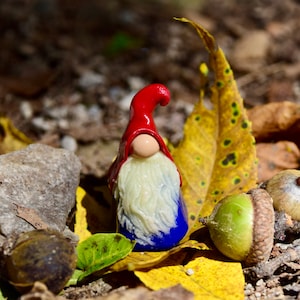 Handmade Mini Gnome Figurine: Glow-in-the-Dark Beard, Fairy Garden Decor