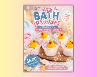 Paillettes de bain moussantes – Parfum poudre pour bébé avec canard en caoutchouc | Cadeau amusant et relaxant | Bain spa fait main