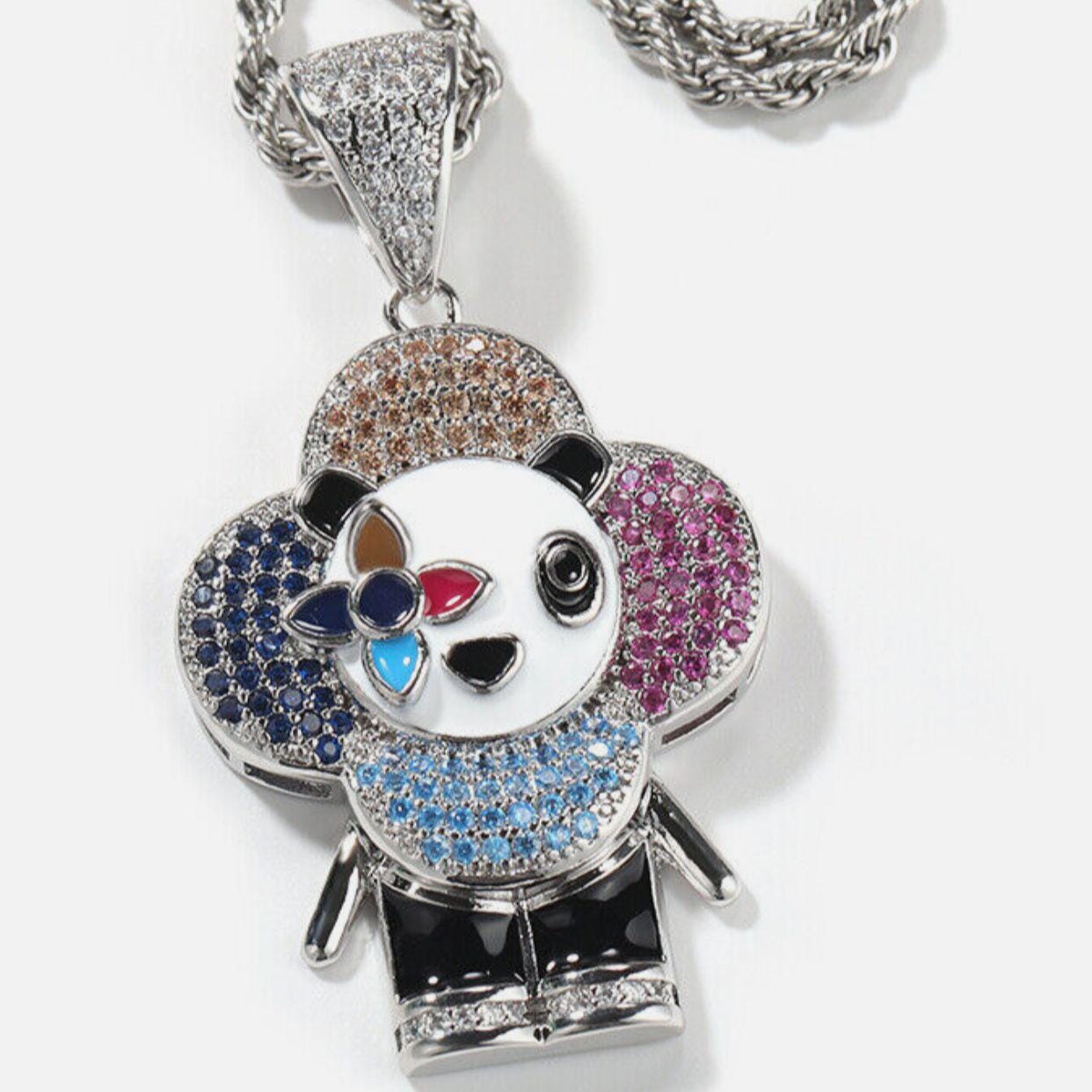 [.iced-out.] 925 スターリング シルバー ペンダント - 925スターリングシルバーアイスアウトネックレス メンズ ロバフラワーペンダント、カラフルなジルコンヒップホップファッションペンダント 、レインボードールヒップホップペンダント - Etsy 日本