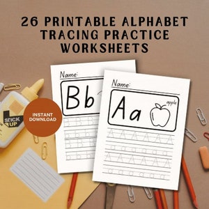 Alphabet tracing sheets handwriting worksheets for kindergarten, Printable abc letters template activity gift for kids