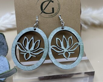 Lotus Earring SVG File, Floral Jewelry Design (Digital Download)