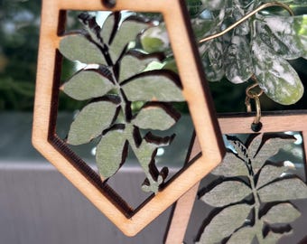 Leaf Earrings SVG Cut File – Geometric Boho Wood Jewelry