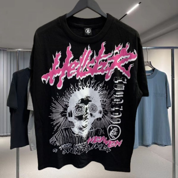 Hellstar T-Shirt, Graphic Hellstar Studio Shirt, Hellstar Sport Logo Short Sleeve, Hip-Hop Casual Hellstar Oversize Tee TShirt Shorts HS06E