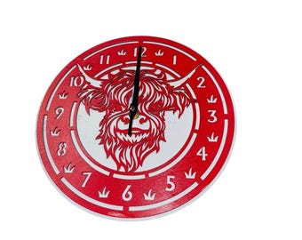 Zegar ścienny COW Design, okrągły, 11 cali, czerwony i biały, nowoczesna sztuka dekoracyjna