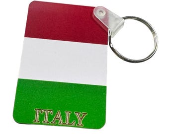 Italy Flag Keychain, Rectangular  Key Ring Souvenir