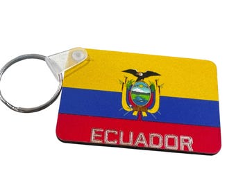 Ecuador Flag Keychain with  Ring, Rectangular Design