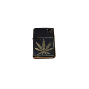 Zippo Black Matte Lighter with Leaf Design, Model 29985, Made in USA
