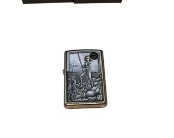 Encendedor Zippo Medieval Battle Scene, cromo cepillado, fabricado en EE. UU.