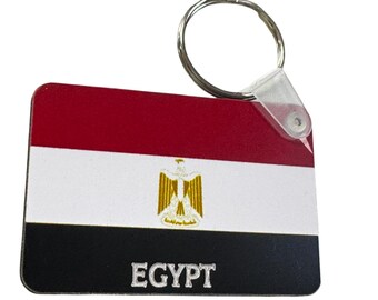 Egypt Flag Keychain, Rectangular  Key Ring Souvenir