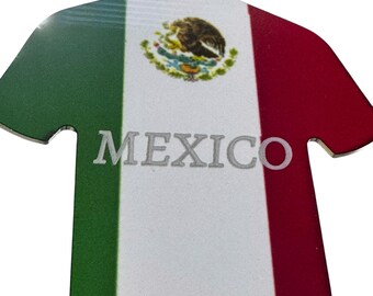 Mexico Flag Jersey Shape Keychain, Metal Key Ring Souvenir