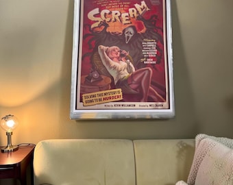 Scream Movie retro poster kunst aan de muur, Ghostface horrorfilm print, vintage stijl ingelijst decor