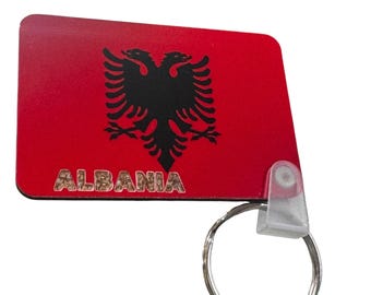Albania Flag Keychain, Red Double-Headed Eagle Design