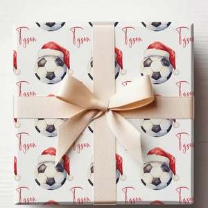 Carta da regalo personalizzata per pallone da calcio, rotolo di carta da regalo per pallone da calcio di Natale con nome personalizzato, carta da regalo per pallone da calcio con nome