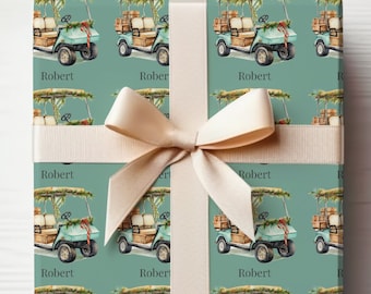 Customizable Golf Wrapping Paper Roll Golf Cart Wrapping Paper For Golf Lovers, Golf Gift Wrap, Golf Gift Wrapping With Name