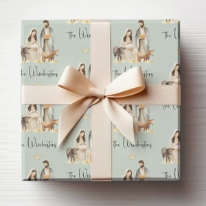 Carta da regalo per la natività Carta da regalo natalizia Gesù Presepe cristiano con nome, carta da regalo per la scena della natività con nome personalizzabile