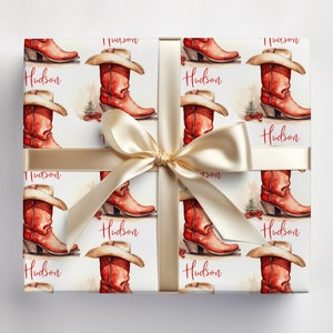 Rotolo di carta da regalo per Natale Cowboy Carta da regalo per stivali da cowboy Carta da regalo per Natale Cappello da cowboy Carta da regalo per Natale Western