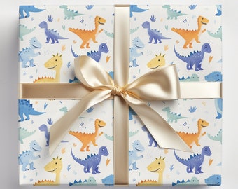 Dinosaur Wrapping Paper Roll Dinosaur Cute Gift Wrap Dinosaur Wrapping Paper, Dinosaur Baby Shower Gift Wrap, Painted Dinos