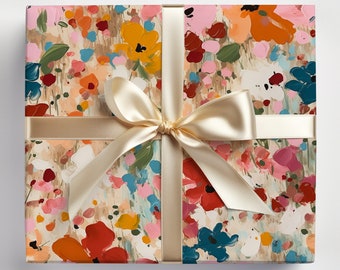 Painted Abstract Floral Wrapping Paper, Fine Art Wrapping Paper Colorful Floral Design, Painterly Wrapping Paper