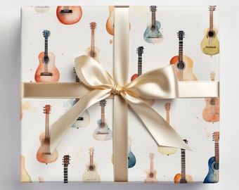 Guitar Wrapping Paper Guitars Wrapping Paper Roll, Guitar Lovers Gift Wrap Guitar Wrapping Paper Roll