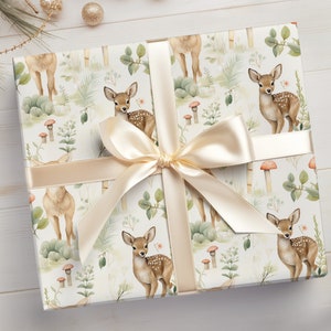 Rustic Christmas Wrapping Paper Sheets, Woodland Deer Wrapping Paper Roll, Christmas  Gift Wrap 