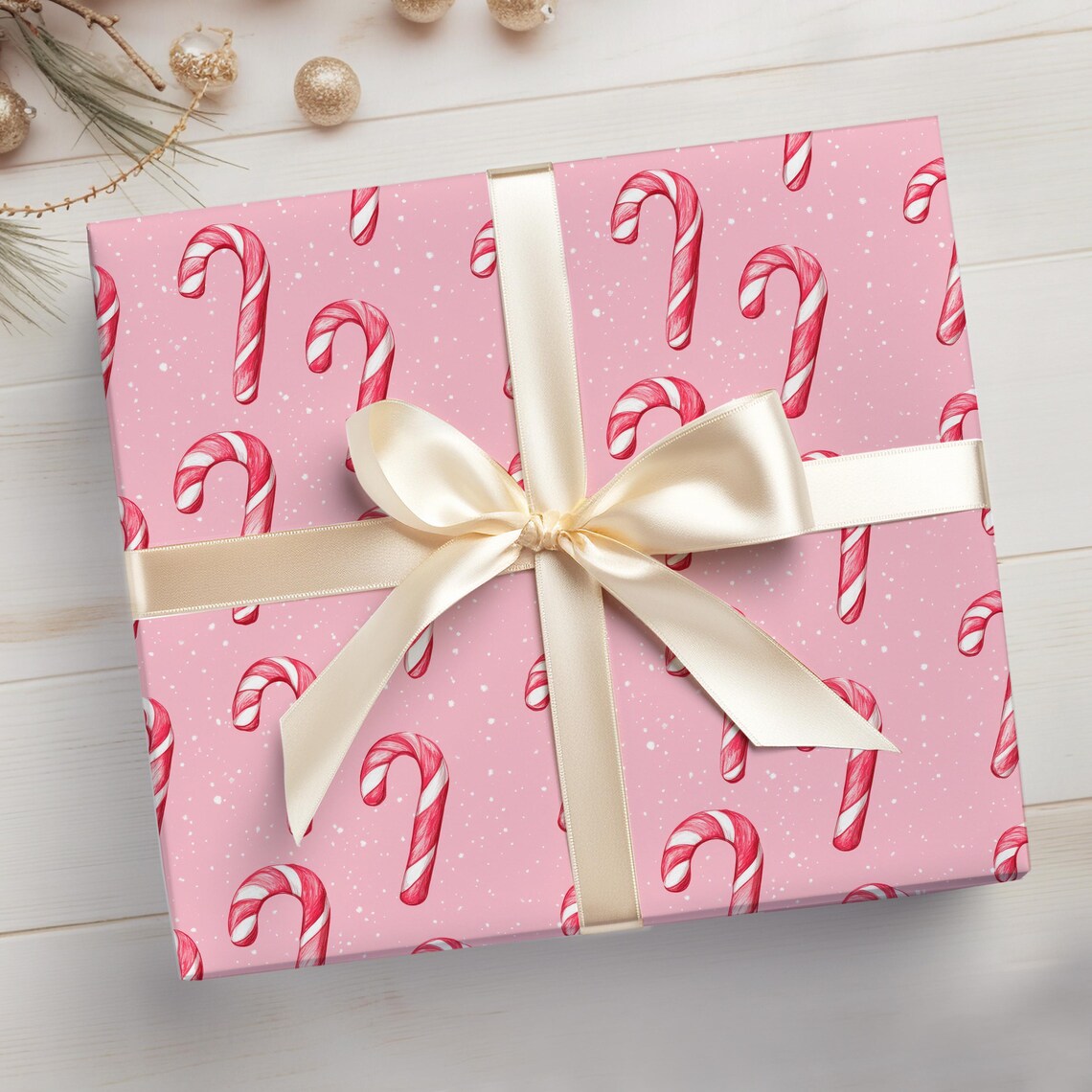 Pink Candy Cane Wrapping Paper Roll Pink Christmas Wrapping Paper Roll ...