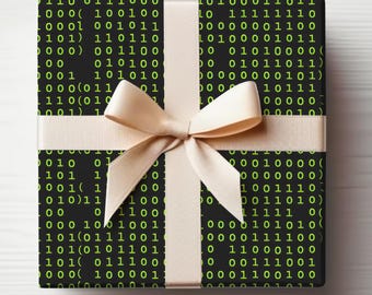 Rouleau de papier cadeau pour programmeur, code binaire, rouleau de papier cadeau pour ordinateur, rouleau de papier cadeau pour codeur