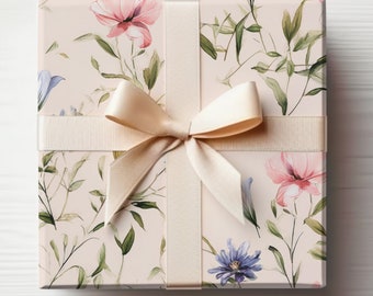 Pink Botanical Wrapping Paper Elegant Pink Wrapping Paper, Pink Wedding Wrapping Paper, Pink Bridal Shower Wrapping Paper Pink Baby Shower