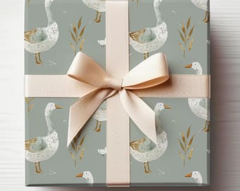 Baby Boy Wrapping Paper Boy Baby Shower, Mother Goose Wrapping Paper Roll, Vintage Duck Gift Wrap, Nursery Gift Wrap Roll