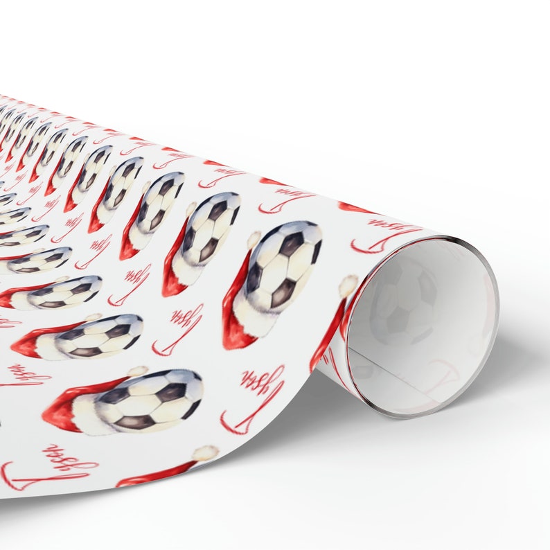 Custom Name Soccer Wrapping Paper Soccer Ball Wrapping Paper Roll Christmas Soccer Ball With Personalized Name, Soccer Gift Wrap With Name image 3