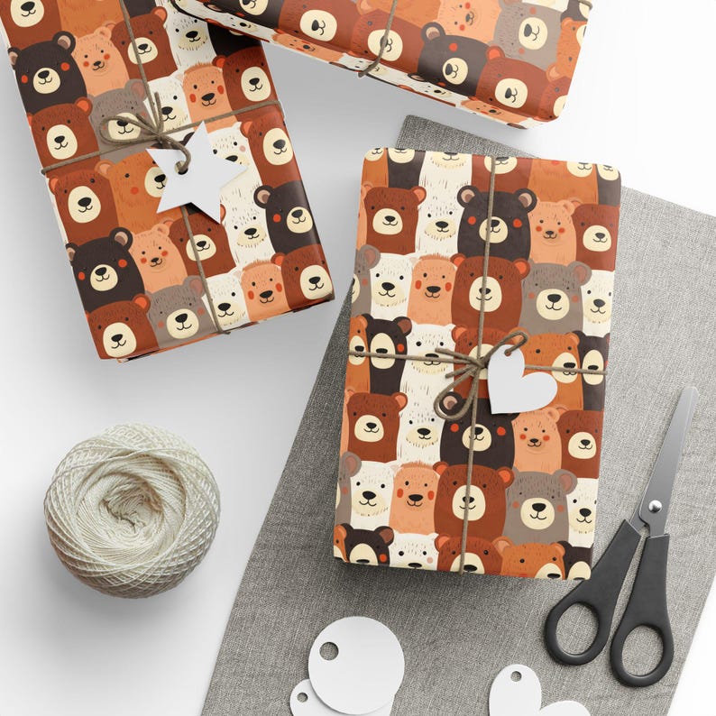 Inpakpapier beer schattige beren cadeaupapier rol teddybeer cadeau kraamcadeau, schattige teddyberen inpakpapier rol bosbeer afbeelding 3