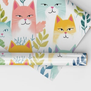 Mean Cat Wrapping Paper Roll, Funny Cats Gift Wrap, Angry Cat Gift Wrap, Painted Cats Wrapping Paper, Christmas Cat Gift Wrap, Kitten Gift image 6